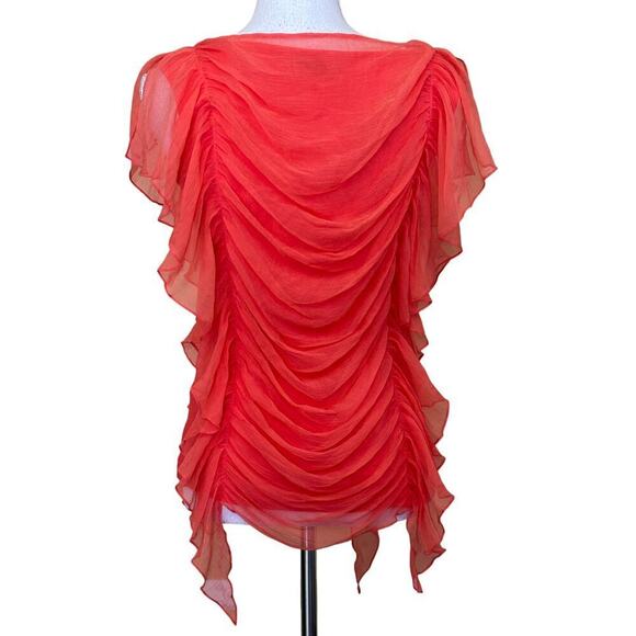 Ryu coral draped chiffon top, large, romantic, ethereal, dramatic, fairycore - Picture 3 of 5